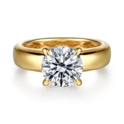 New Gabriel & Co. Reeve - 14K Yellow Gold Round Diamond Engagement Ring