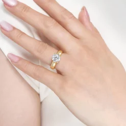 New Gabriel & Co. Reeve - 14K Yellow Gold Round Diamond Engagement Ring
