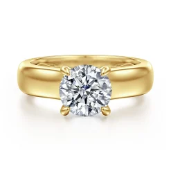 New Gabriel & Co. Reeve - 14K Yellow Gold Round Diamond Engagement Ring