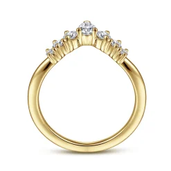 Clearance Gabriel & Co. Reggio - Curved-14K Yellow Gold Pear Shape and Round Diamond Anniversary Band - 0.5 ct