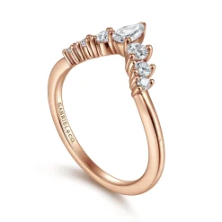 Best Gabriel & Co. Reggio - 14K Rose Gold Curved Pear Shape and Round Diamond Anniversary Band - 0.5 ct
