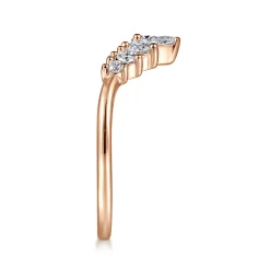 Best Gabriel & Co. Reggio - 14K Rose Gold Curved Pear Shape and Round Diamond Anniversary Band - 0.5 ct