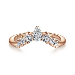 Best Gabriel & Co. Reggio - 14K Rose Gold Curved Pear Shape and Round Diamond Anniversary Band - 0.5 ct