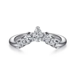Online Gabriel & Co. Reggio - 14K White Gold Curved Pear Shape and Round Diamond Anniversary Band - 0.5 ct