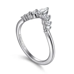 New Gabriel & Co. Reggio - Platinum Curved Pear Shape and RoundDiamond Anniversary Band - 0.5 ct