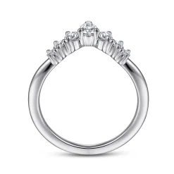 New Gabriel & Co. Reggio - Platinum Curved Pear Shape and RoundDiamond Anniversary Band - 0.5 ct
