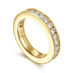 New Gabriel & Co. Remie - 14K Yellow Gold Channel Set Diamond Anniversary Band - 1.1 ct