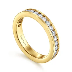 Discount Gabriel & Co. Remie - 14K Yellow Gold Channel Set Diamond Wedding Band - 0.75 ct