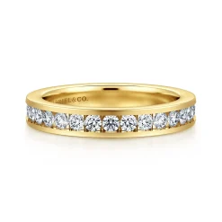 Discount Gabriel & Co. Remie - 14K Yellow Gold Channel Set Diamond Wedding Band - 0.75 ct