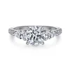 Hot Gabriel & Co. Renay - 14K White Gold Round Three Stone Diamond Engagement Ring