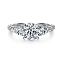 Hot Gabriel & Co. Renay - 14K White Gold Round Three Stone Diamond Engagement Ring