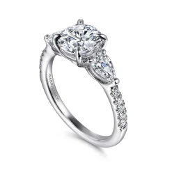 Hot Gabriel & Co. Renay - 14K White Gold Round Three Stone Diamond Engagement Ring