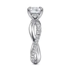 Discount Gabriel & Co. Rhapsody - 14K White Gold Round Twisted Diamond Engagement Ring