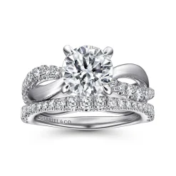 Discount Gabriel & Co. Rhapsody - 14K White Gold Round Twisted Diamond Engagement Ring