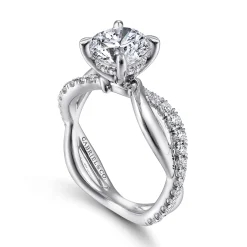 Discount Gabriel & Co. Rhapsody - 14K White Gold Round Twisted Diamond Engagement Ring