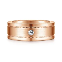 Hot Gabriel & Co. Rhys - 14K Rose Gold Diamond Men's Wedding Ring in Satin Finish
