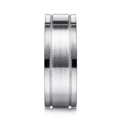 Outlet Gabriel & Co. Rhys - 14K White Gold Diamond Men's Wedding Ring in Satin Finish