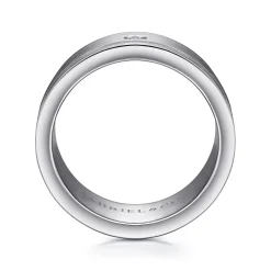Outlet Gabriel & Co. Rhys - 14K White Gold Diamond Men's Wedding Ring in Satin Finish