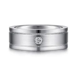 Outlet Gabriel & Co. Rhys - 14K White Gold Diamond Men's Wedding Ring in Satin Finish