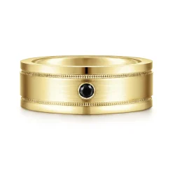 Online Gabriel & Co. Rhys - 14K Yellow Gold Black Diamond Men's Wedding Ring in Satin Finish