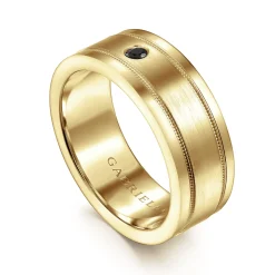 Online Gabriel & Co. Rhys - 14K Yellow Gold Black Diamond Men's Wedding Ring in Satin Finish