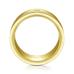 Sale Gabriel & Co. Rhys - 14K Yellow Gold Diamond Men's Wedding Ring in Satin Finish