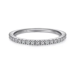 New Gabriel & Co. Rialle - 14K White Gold Prong Set Diamond Wedding Band - 0.1 ct