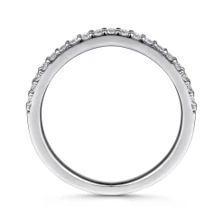 New Gabriel & Co. Rialto - 14K White Gold Shared Prong 19 Stone Diamond Wedding Band - 0.2 ct