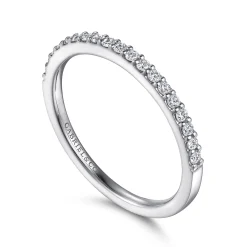 New Gabriel & Co. Rialto - 14K White Gold Shared Prong 19 Stone Diamond Wedding Band - 0.2 ct
