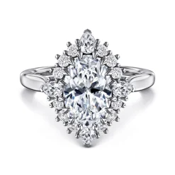 Sale Gabriel & Co. Ridley - 14K White Gold Oval Halo Diamond Engagement Ring