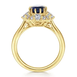 Best Gabriel & Co. Ridley - 14K Yellow Gold Oval Halo Sapphire and Diamond Engagement Ring