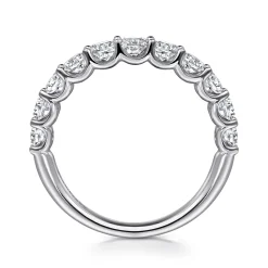 Best Gabriel & Co. Riga - 14K White Gold Round 11 Stone Diamond Anniversary Band - 1 ct