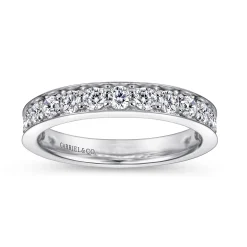 Clearance Gabriel & Co. Rimmes - 14K White Gold Prong Channel Set Diamond Wedding Band - 1.1 ct