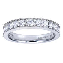 Clearance Gabriel & Co. Rimmes - 14K White Gold Prong Channel Set Diamond Wedding Band - 1.1 ct