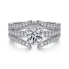 Sale Gabriel & Co. Riola - 14K White Gold Split Shank Round Diamond Engagement Ring