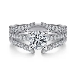 Sale Gabriel & Co. Riola - 14K White Gold Split Shank Round Diamond Engagement Ring