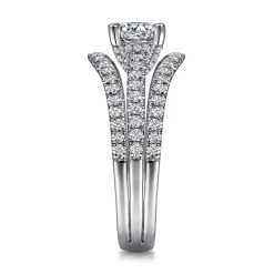 Sale Gabriel & Co. Riola - 14K White Gold Split Shank Round Diamond Engagement Ring