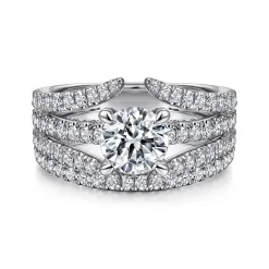 Sale Gabriel & Co. Riola - 14K White Gold Split Shank Round Diamond Engagement Ring