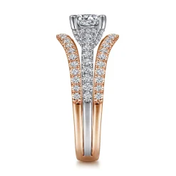Clearance Gabriel & Co. Riola - 14K White-Rose Gold Split Shank Round Diamond Engagement Ring
