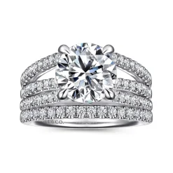 Sale Gabriel & Co. Rivah - 14K White Gold Split Shank Round Diamond Engagement Ring