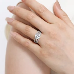 Sale Gabriel & Co. Rivah - 14K White Gold Split Shank Round Diamond Engagement Ring
