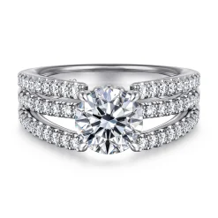 Best Gabriel & Co. Rivah - 14K White Gold Split Shank Round Diamond Engagement Ring