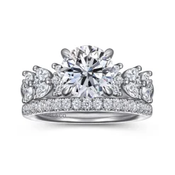 Best Gabriel & Co. Rivka - 14K White Gold Round Diamond Engagement Ring