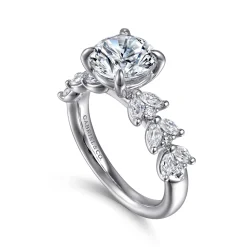 Best Gabriel & Co. Rivka - 14K White Gold Round Diamond Engagement Ring
