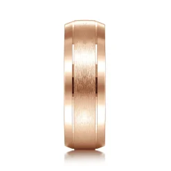 Sale Gabriel & Co. Robert - 14K Rose Gold 7mm - Beveled Edge Men's Wedding Band in Horizontal Brush Finish