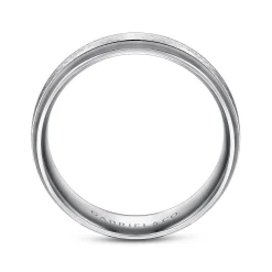 Hot Gabriel & Co. Robert - 14K White Gold 7mm - Beveled Edge Men's Wedding Band in Horizontal Brush Finish
