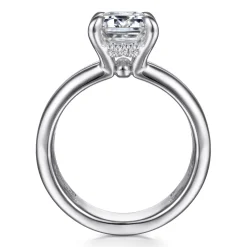 Best Gabriel & Co. Robin - 14K White Gold Emerald Cut Diamond Engagement Ring