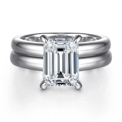 Best Gabriel & Co. Robin - 14K White Gold Emerald Cut Diamond Engagement Ring