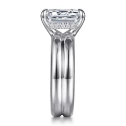 Best Gabriel & Co. Robin - 14K White Gold Emerald Cut Diamond Engagement Ring