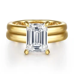Discount Gabriel & Co. Robin - 14K Yellow Gold Emerald Cut Diamond Engagement Ring
